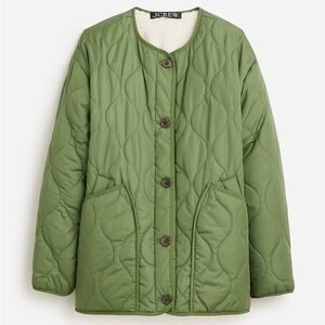 J. Crew Women's Olive Quilted Puffer Jacket